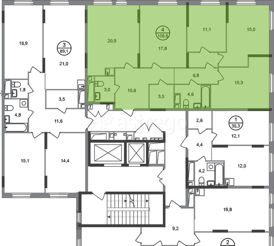 4-комн. квартира, 108 м2, 9/17 эт. Москва - изображение 6