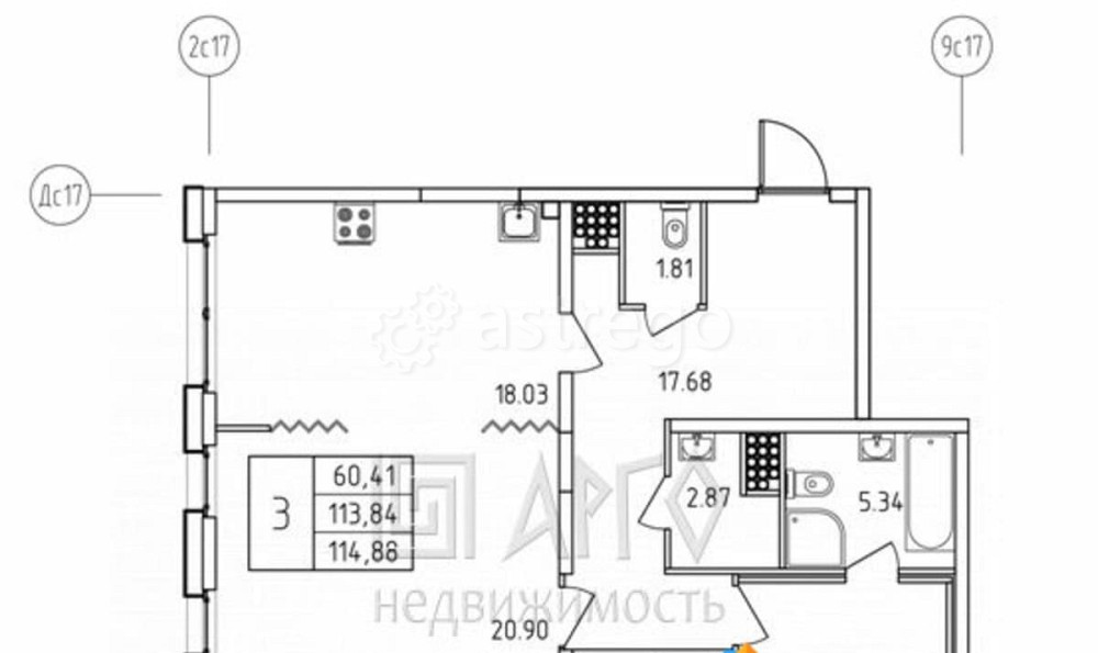 3-комн. квартира, 113.84 м2, 10/23 эт. Санкт-Петербург - изображение 2