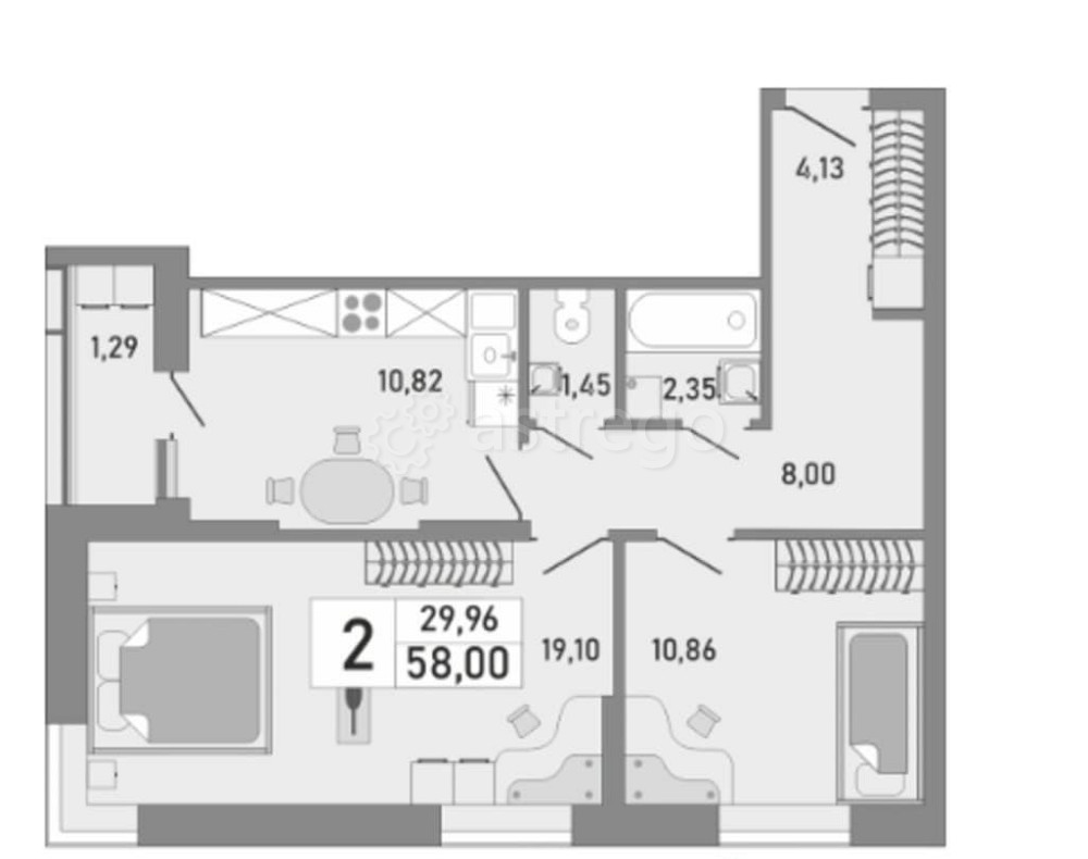 2-комн. квартира, 58 м2, 17/25 эт. Уфа - изображение 6