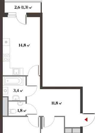 2-комн. квартира, 61.3 м2, 6/6 эт. Красногорск