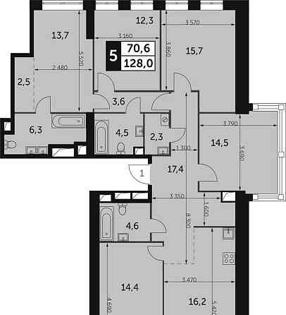 5-комн. квартира, 128 м2, 27/46 эт. Москва