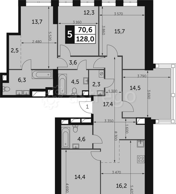 5-комн. квартира, 128 м2, 27/46 эт. Москва - изображение 1