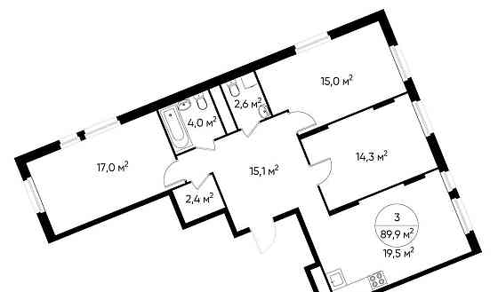 3-комн. квартира, 89 м2, 13/17 эт. Москва