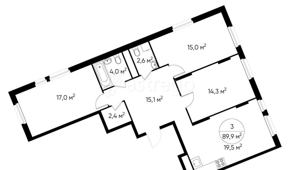 3-комн. квартира, 89 м2, 13/17 эт. Москва - изображение 1