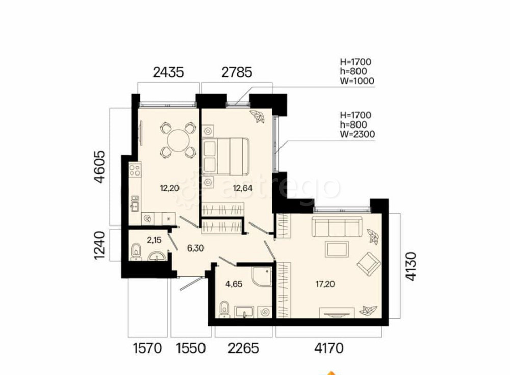 2-комн. квартира, 55.14 м2, 9/9 эт. Уфа - изображение 1