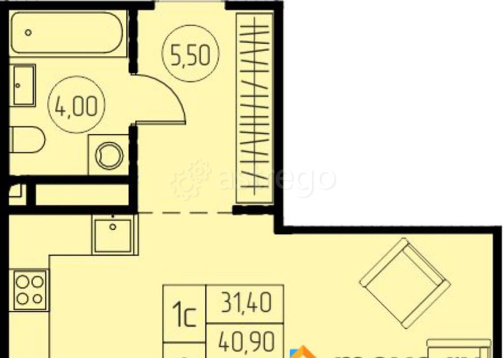Студия, 40.9 м2, 8/18 эт. Пушкино - изображение 2