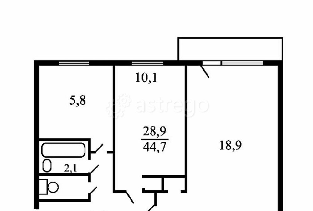 2-комн. квартира, 45 м2, 2/5 эт. Москва - изображение 2