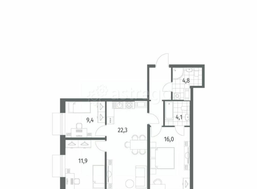 3-комн. квартира, 75.4 м2, 11/12 эт. Санкт-Петербург - изображение 6