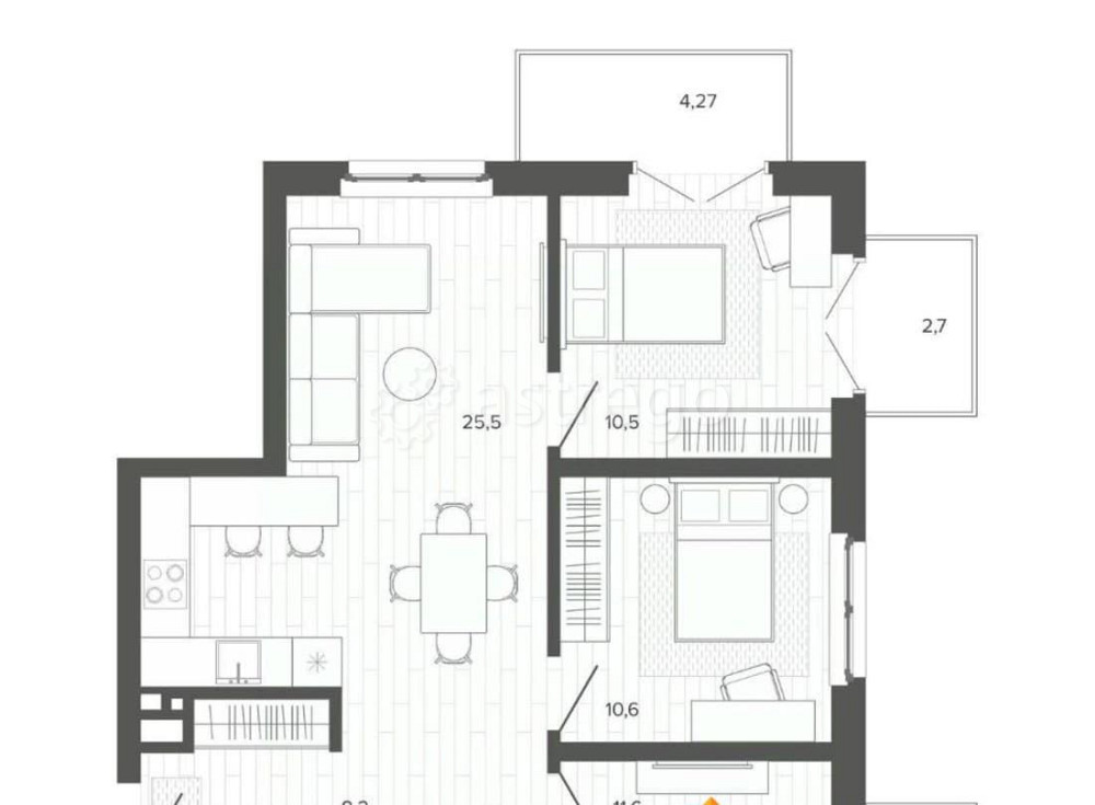 4-комн. квартира, 82.51 м2, 8/9 эт. Барнаул - изображение 1