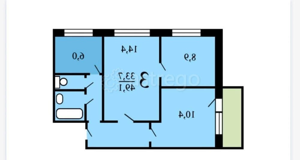 3-комн. квартира, 49 м2, 5/9 эт. Москва - изображение 10