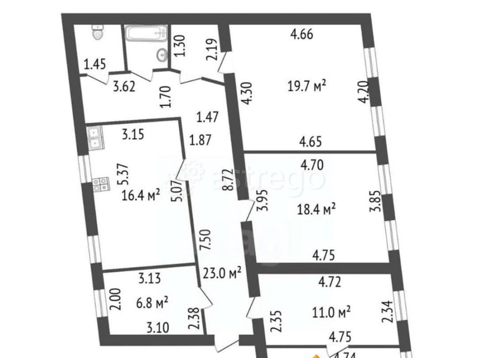 4-комн. квартира, 121.4 м2, 2/3 эт. Санкт-Петербург - изображение 1