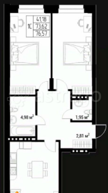 Студия, 73.86 м2, 7/9 эт. Горно-Алтайск - изображение 1