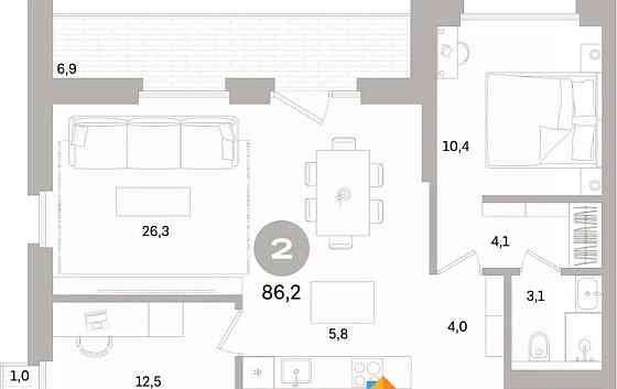 2-комн. квартира, 86.24 м2, 9/15 эт. Санкт-Петербург