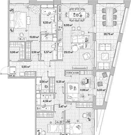 4-комн. квартира, 140.87 м2, 2/12 эт. Москва