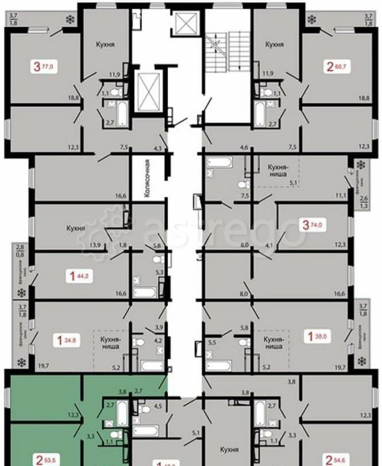 2-комн. квартира, 53.5 м2, 14/17 эт. Красноярск - изображение 3