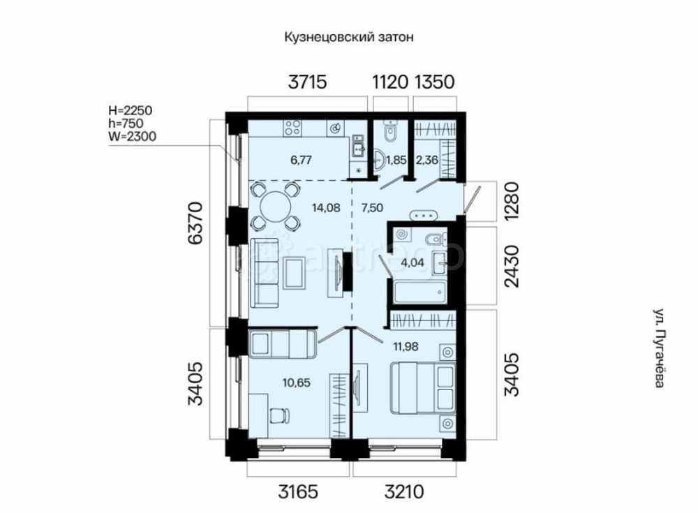 3-комн. квартира, 59.23 м2, 2/31 эт. Уфа - изображение 1