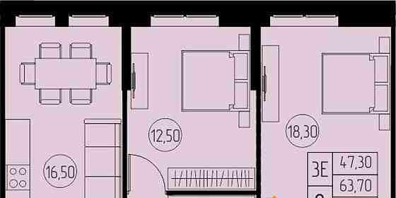 3-комн. квартира, 63.7 м2, 20/23 эт. Пушкино