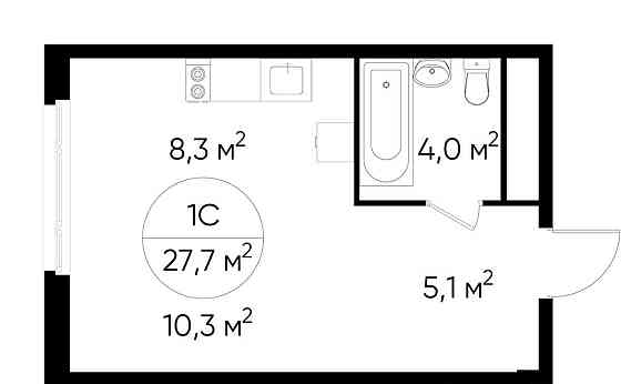 Студия, 27 м2, 17/17 эт. Москва
