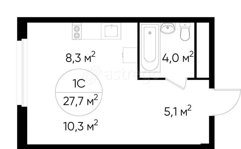 Студия, 27 м2, 17/17 эт. Москва - изображение 1