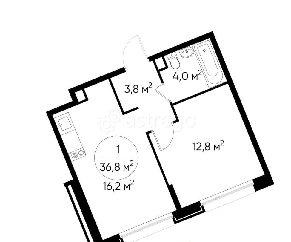 1-комн. квартира, 36 м2, 1/17 эт. Москва - изображение 1