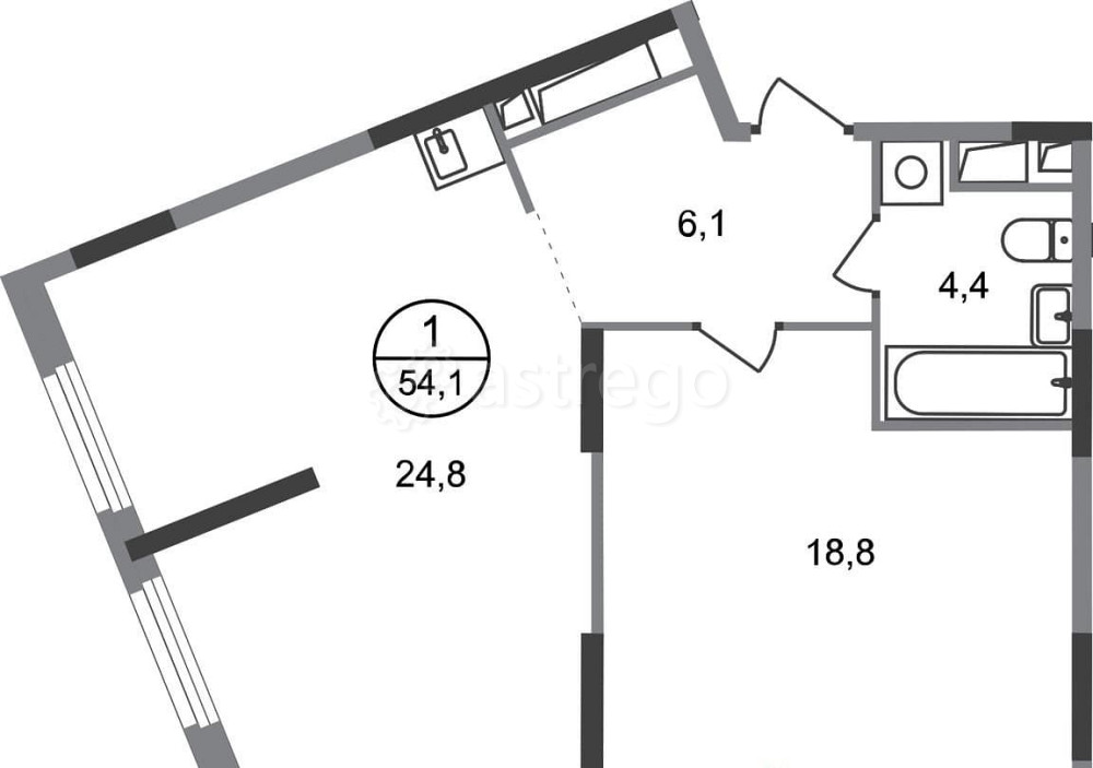 1-комн. квартира, 54 м2, 10/17 эт. Москва - изображение 1