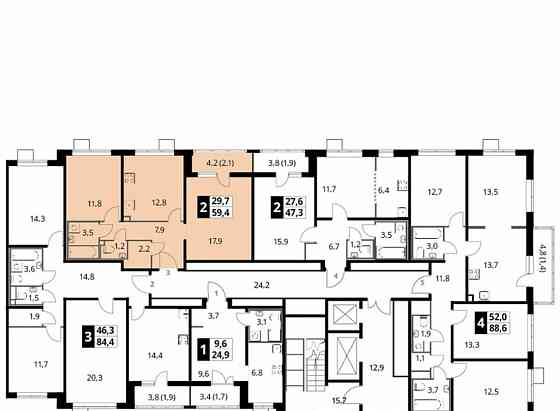 2-комн. квартира, 59.5 м2, 15/24 эт. Люберцы