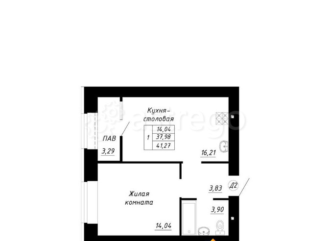 1-комн. квартира, 41.27 м2, 8/14 эт. Стерлитамак - изображение 1