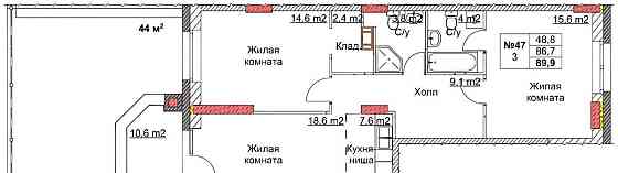 3-комн. квартира, 90 м2, 14/25 эт. Жуковский
