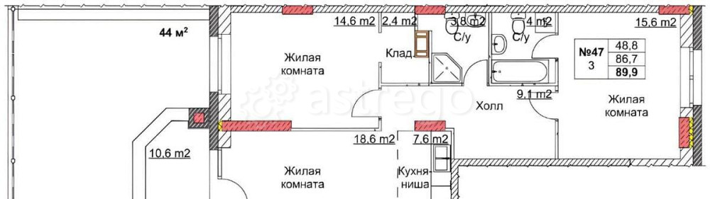 3-комн. квартира, 90 м2, 14/25 эт. Жуковский - изображение 2