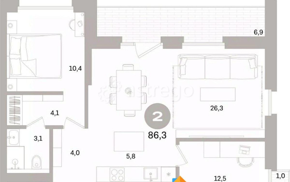 2-комн. квартира, 86.26 м2, 10/15 эт. Санкт-Петербург - изображение 3