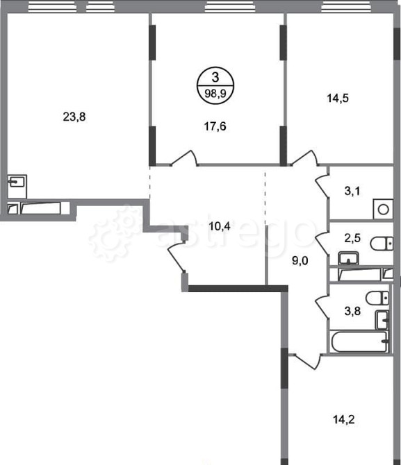 3-комн. квартира, 98 м2, 8/17 эт. Москва - изображение 1