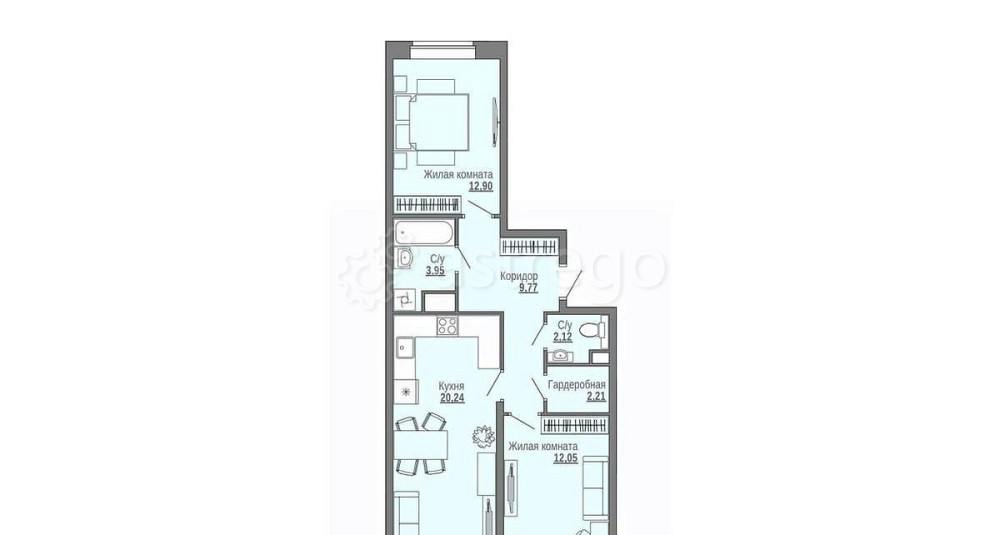 2-комн. квартира, 64.36 м2, 15/16 эт. Архангельск - изображение 1