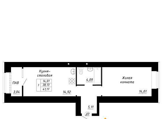1-комн. квартира, 41.17 м2, 2/14 эт. Стерлитамак