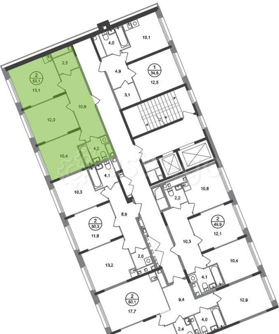 2-комн. квартира, 53 м2, 3/17 эт. Москва - изображение 6