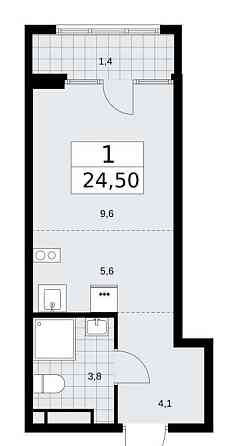 Студия, 24.5 м2, 15/16 эт. Москва
