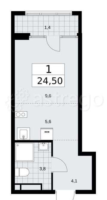 Студия, 24.5 м2, 15/16 эт. Москва - изображение 1