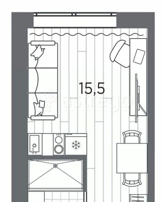 1-комн. апарт-ы, 19.3 м2, 6/13 эт. Санкт-Петербург - изображение 1