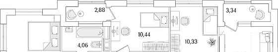 3-комн. квартира, 75.51 м2, 2/13 эт. Санкт-Петербург