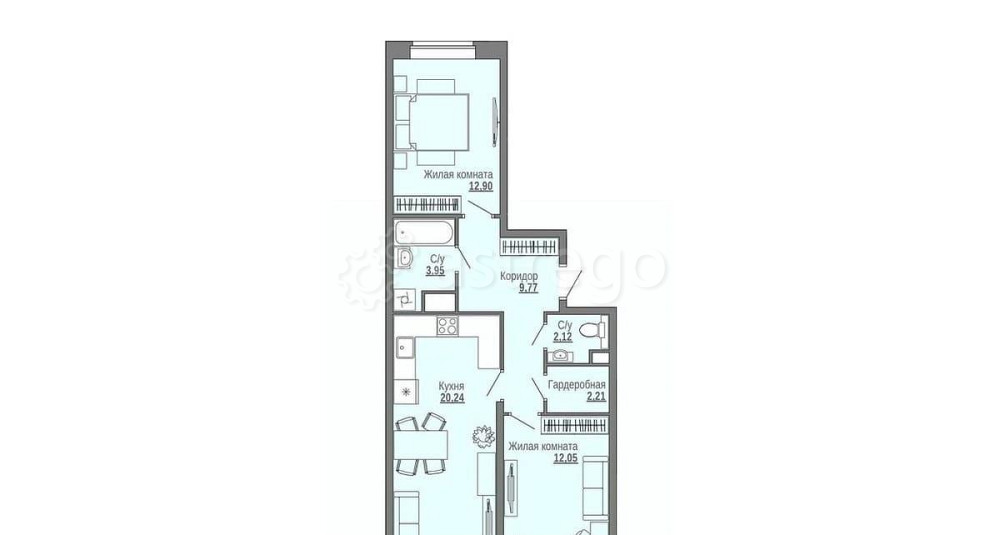 2-комн. квартира, 64.36 м2, 10/16 эт. Архангельск - изображение 1