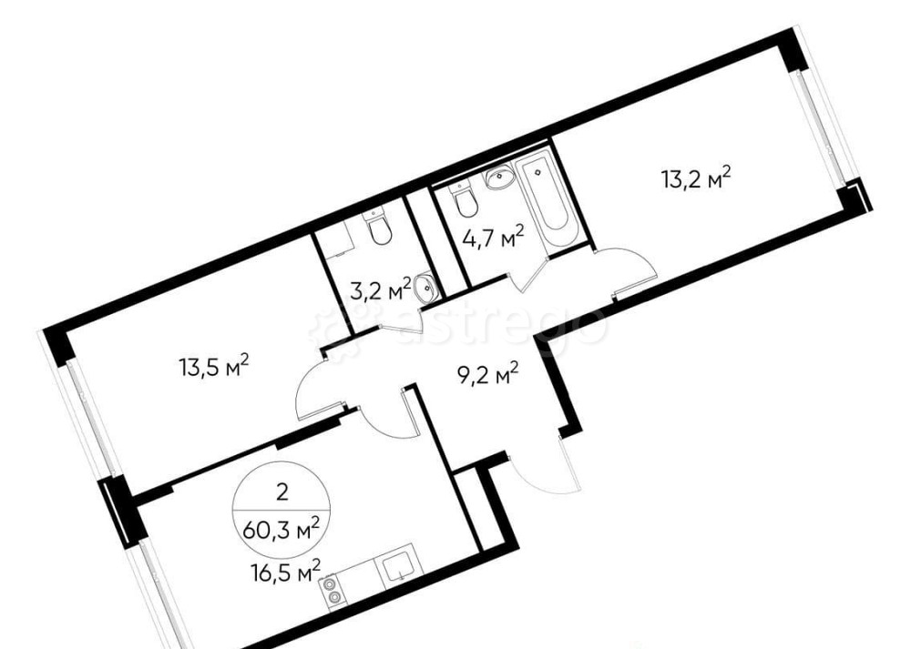 2-комн. квартира, 59 м2, 3/17 эт. Москва - изображение 1