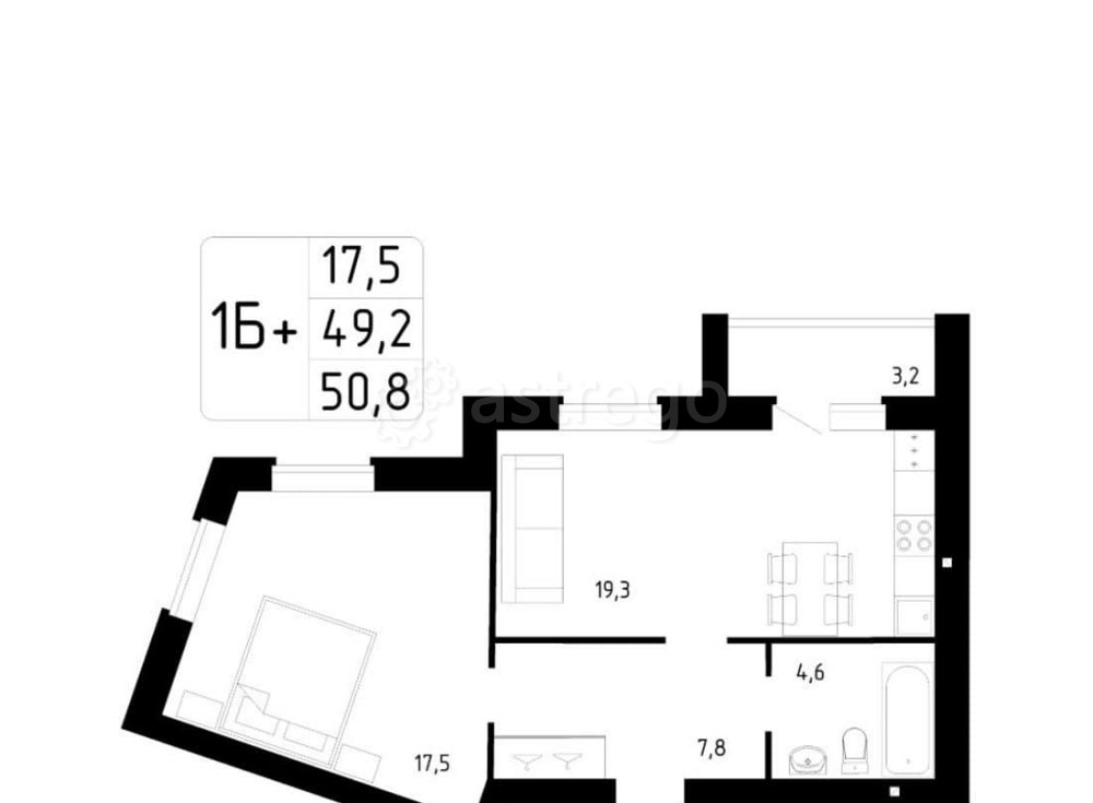 1-комн. квартира, 50.8 м2, 9/9 эт. Стерлитамак - изображение 1