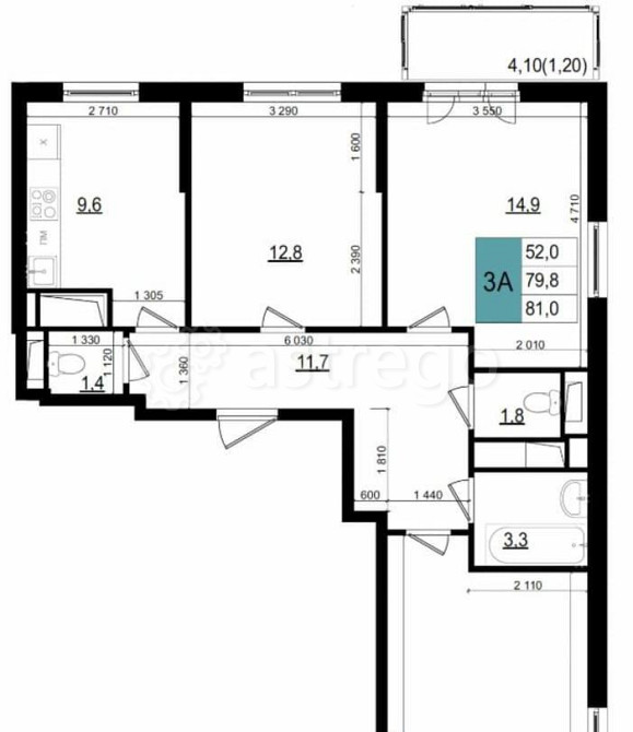 3-комн. квартира, 81 м2, 8/25 эт. Одинцово - изображение 1