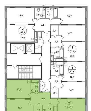 2-комн. квартира, 67 м2, 9/17 эт. Москва