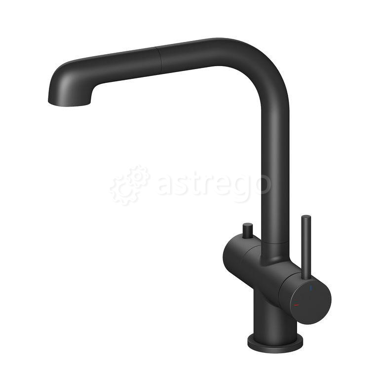 Смеситель для кухни с подключением фильтра и выдвижной лейкой Timo Saona 2346/03FL черный 2346-03FL Москва - изображение 1