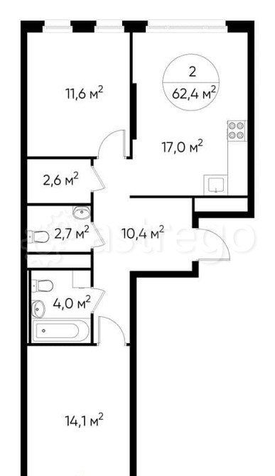 2-комн. квартира, 62 м2, 14/17 эт. Москва - изображение 1