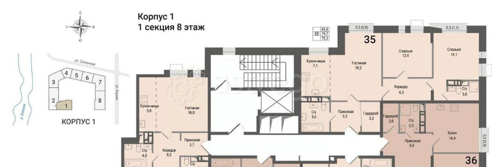 3-комн. квартира, 70.3 м2, 8/8 эт. Королев - изображение 5