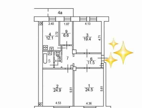 4-комн. квартира, 112 м2, 8/9 эт. Москва