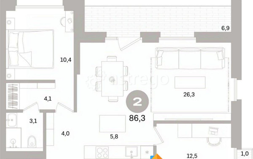 2-комн. квартира, 86.26 м2, 6/15 эт. Санкт-Петербург - изображение 4