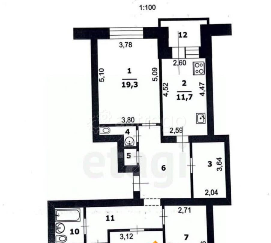 4-комн. квартира, 120 м2, 9/10 эт. Белгород - изображение 6