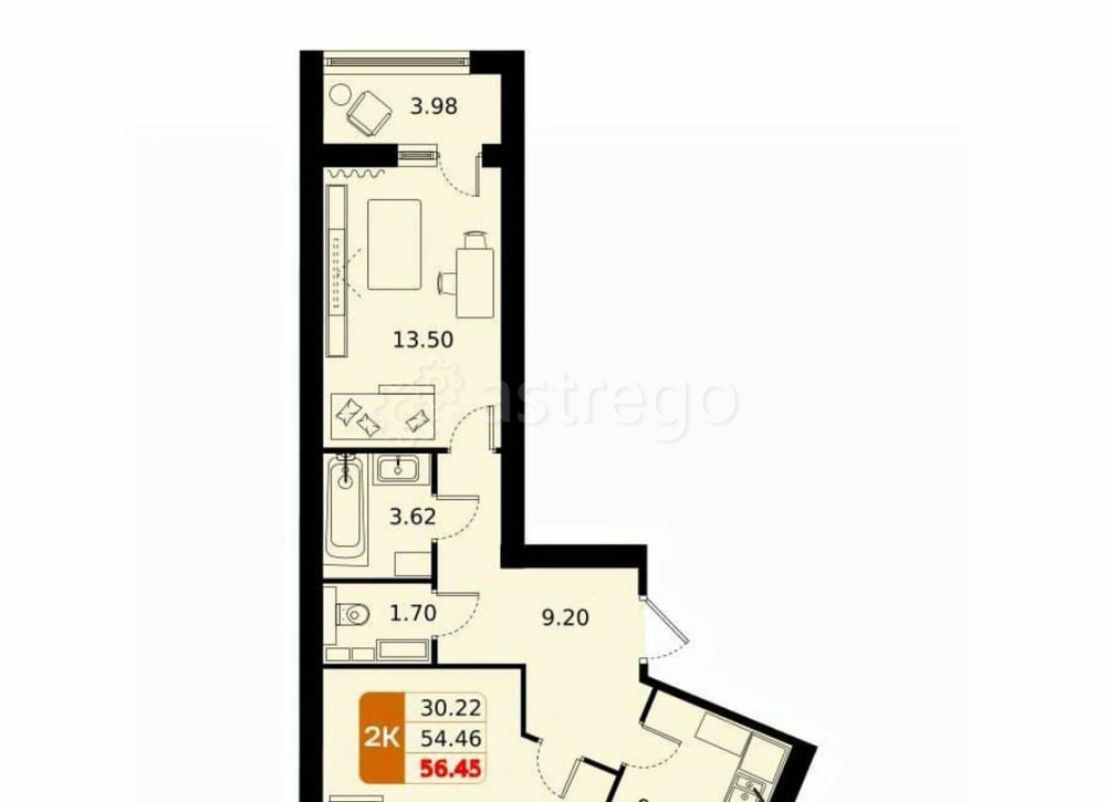 2-комн. квартира, 56.45 м2, 15/17 эт. Домодедово - изображение 5